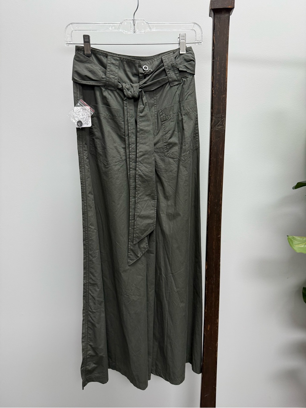Free People Olive Utility Wide-Leg Tie-Waist Pants